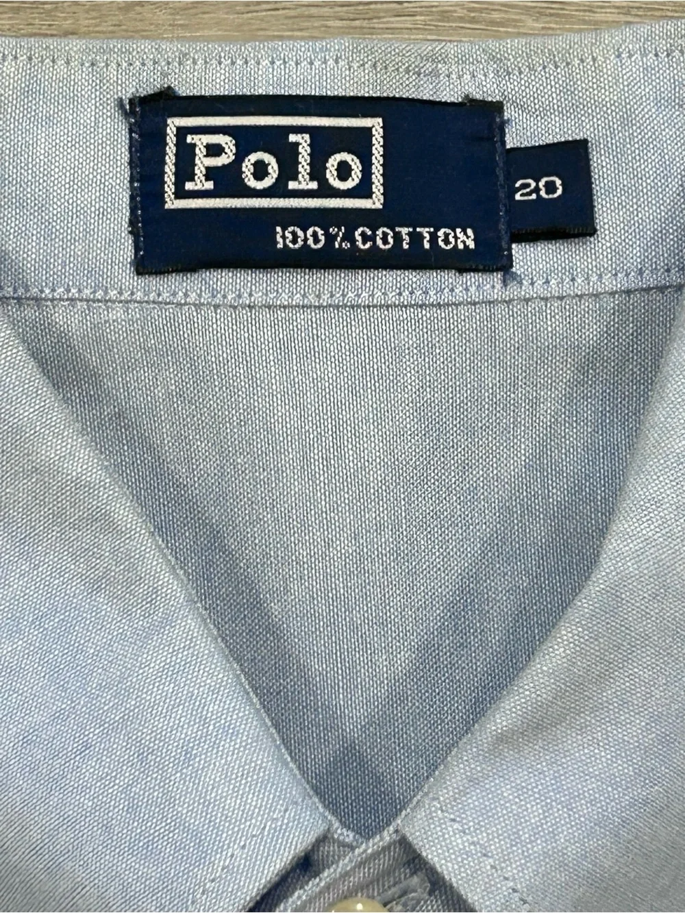 Vintage Men’s Polo Ralph Lauren Button Down Shirt Light Blue 100% Cotton